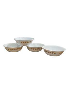 Vtg Corelle Butterfly Gold Cereal Salad Bowls 6.25 In. Set of 4 1970s Corning